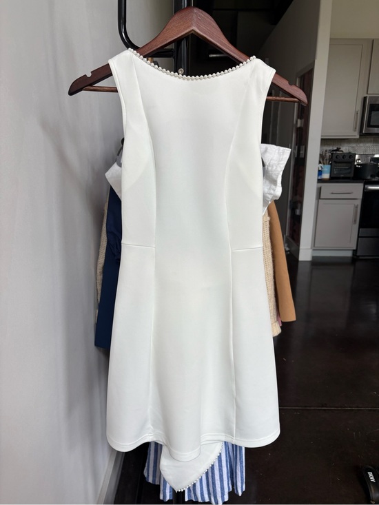 SHEIN Dresses & Skirts - SHEIN White Pearl-Trim A-Line Mini Dress